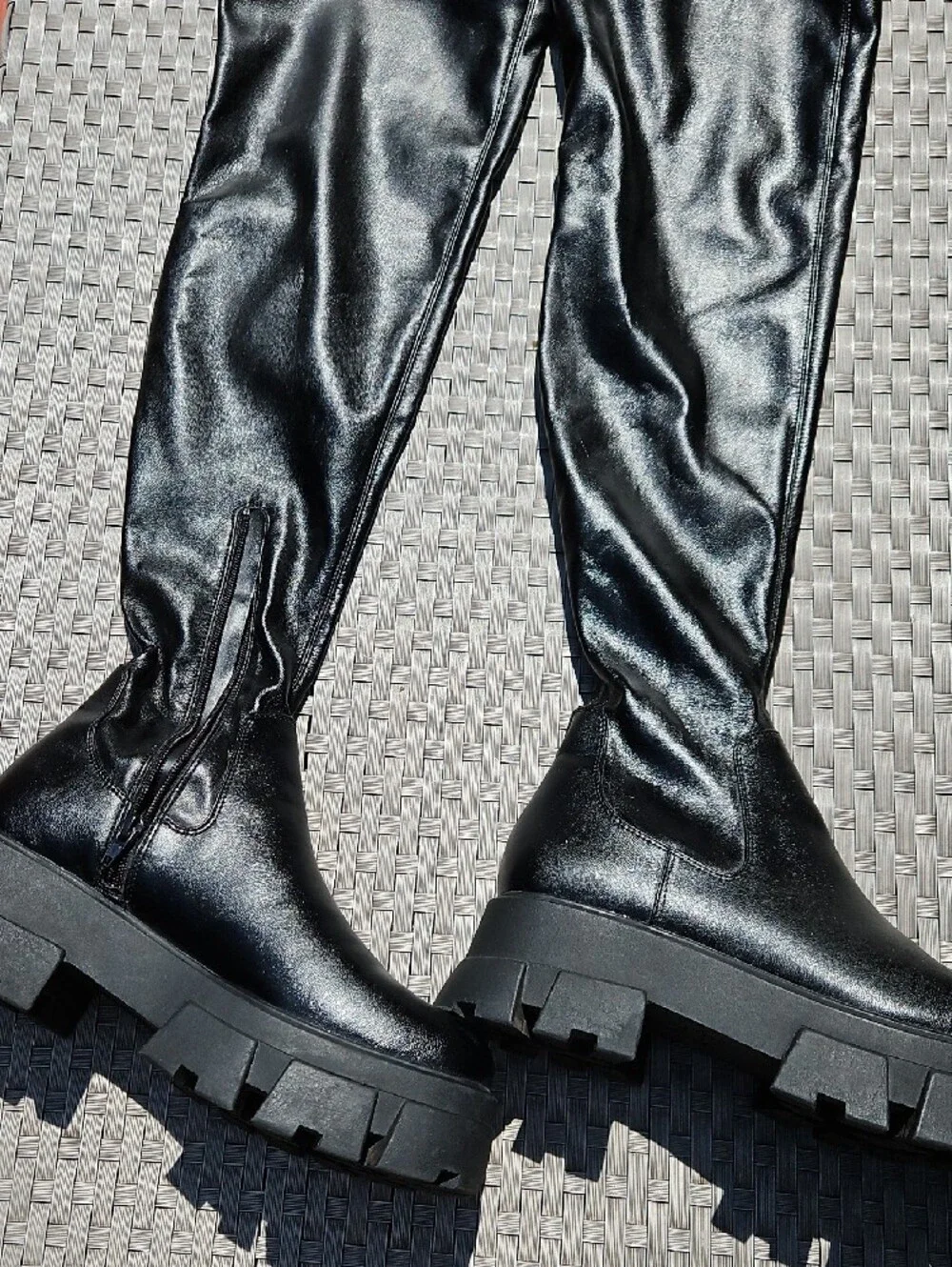Aldo Black Over-the-Knee Lug Sole Pull-On Boots Size 10